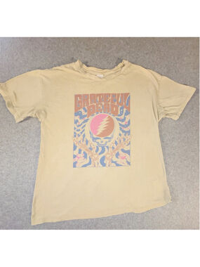 Grateful Dead AE Band Tee XS S Cropped Graphic Shirt Cream Tie Dye